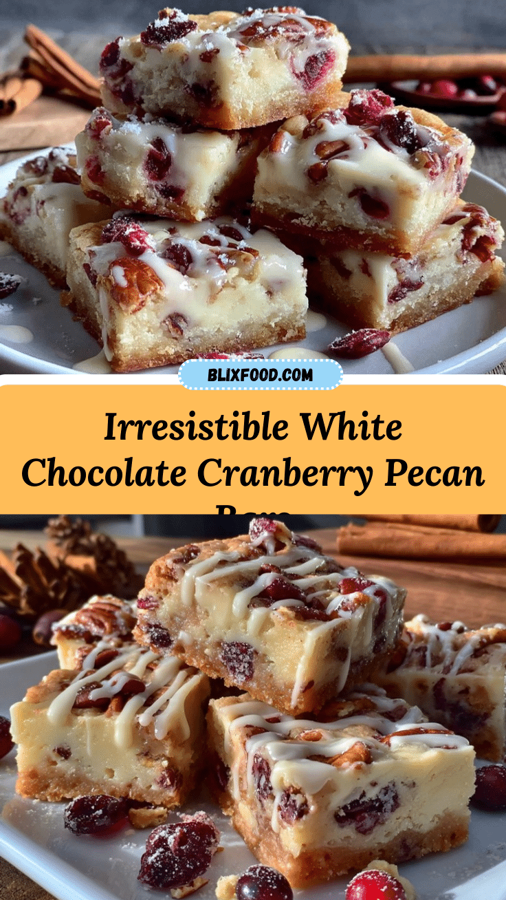 White Chocolate Cranberry Pecan Cookie Bars recipe
