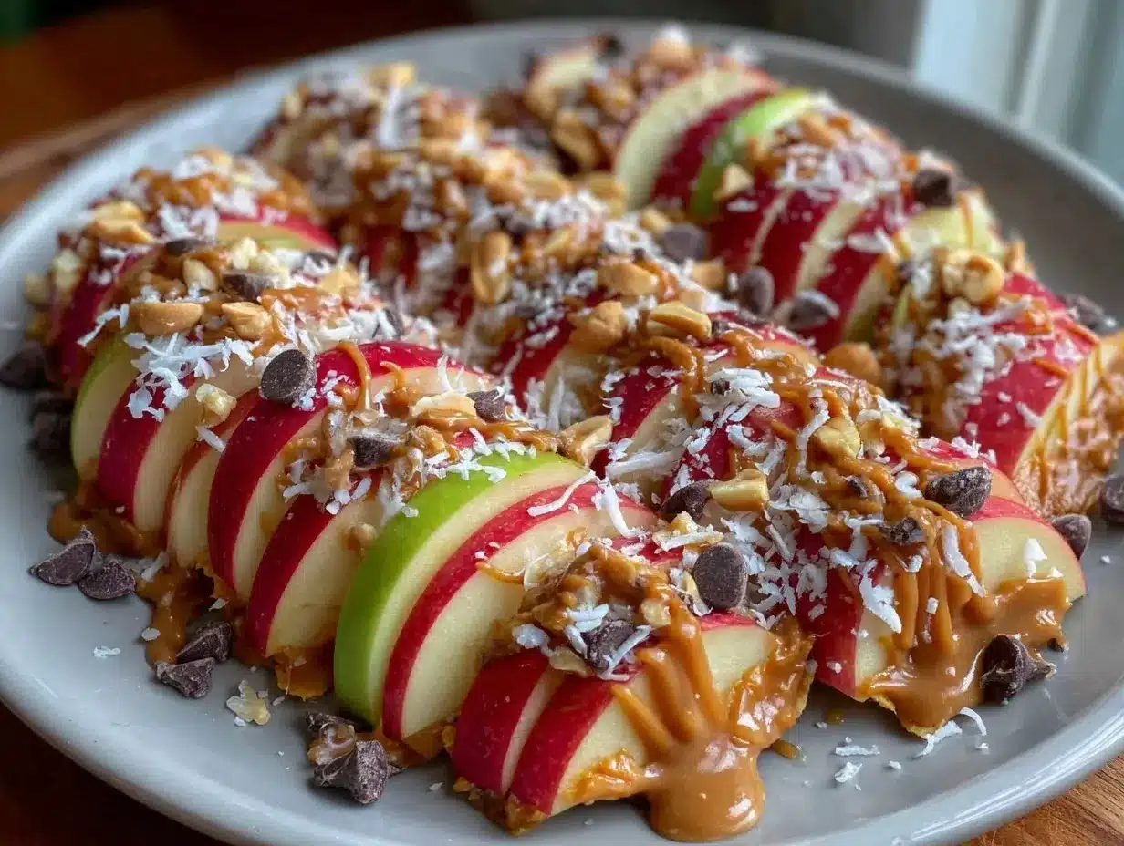 apple nachos with peanut butter preparation steps