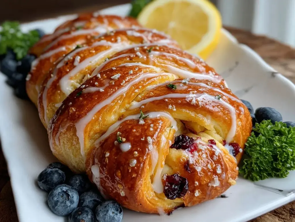 blueberry cream cheese pastry braid - featured image
