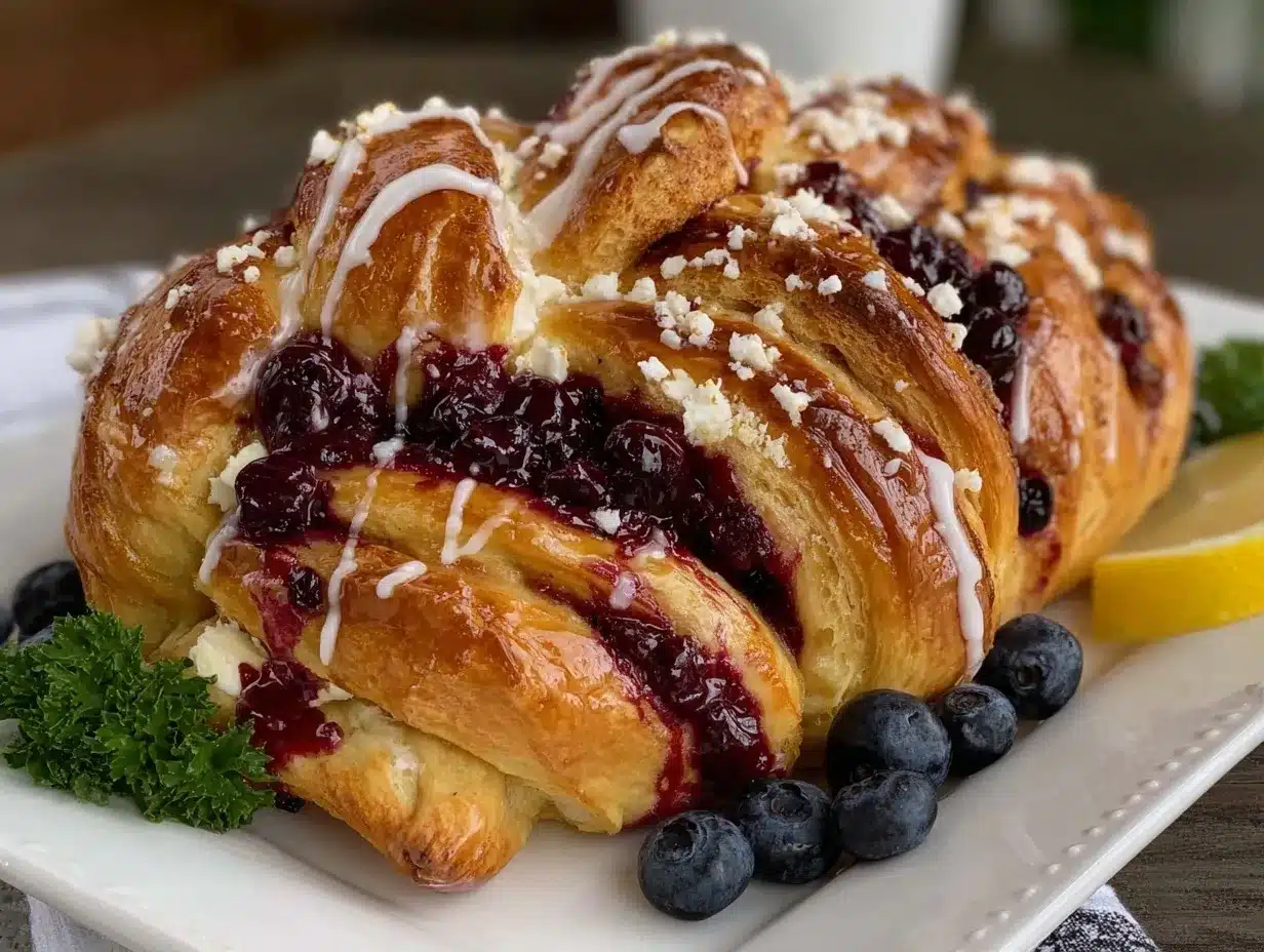 blueberry cream cheese pastry braid preparation steps