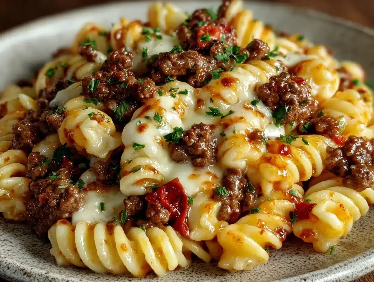 cheeseburger alfredo pasta preparation steps