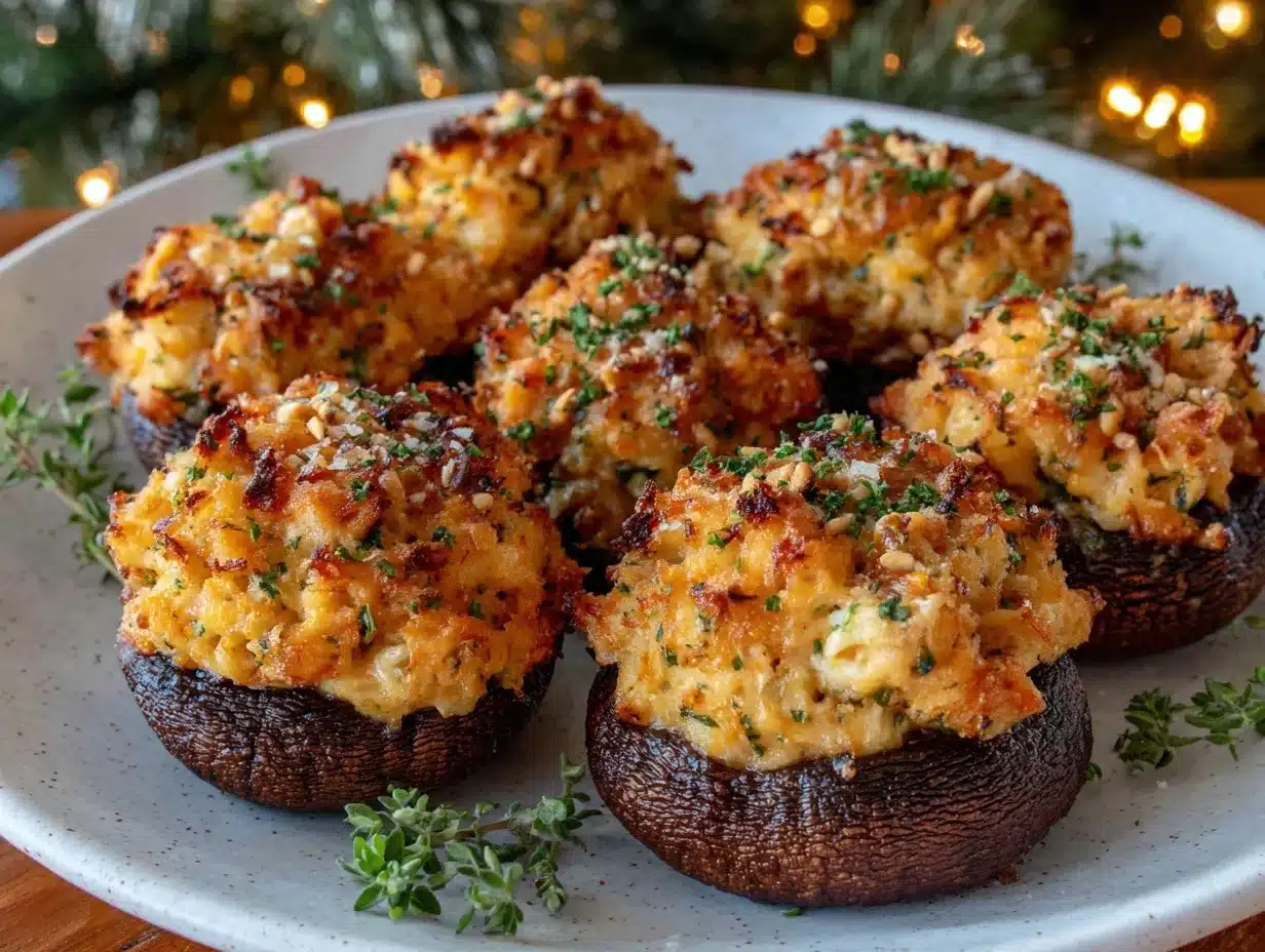 cheesy garlic stuffed mushrooms preparation steps