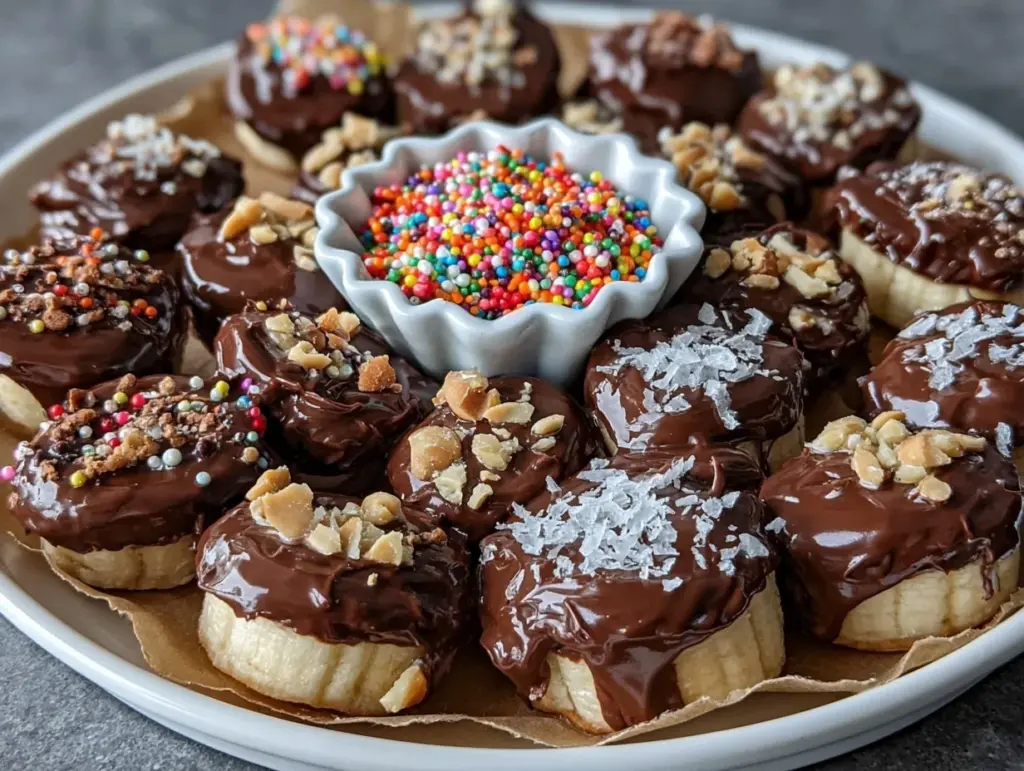 chocolate covered frozen banana bites - featured image