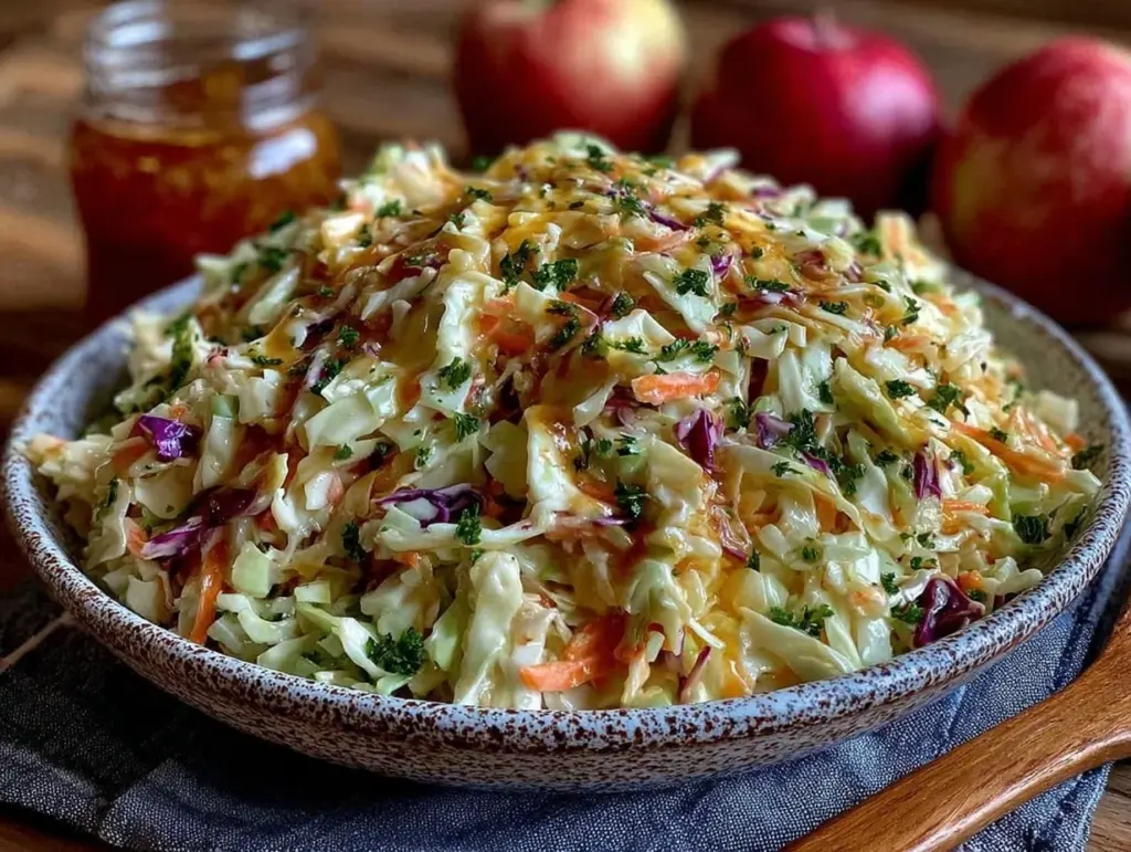 creamy apple cider vinegar coleslaw - featured image