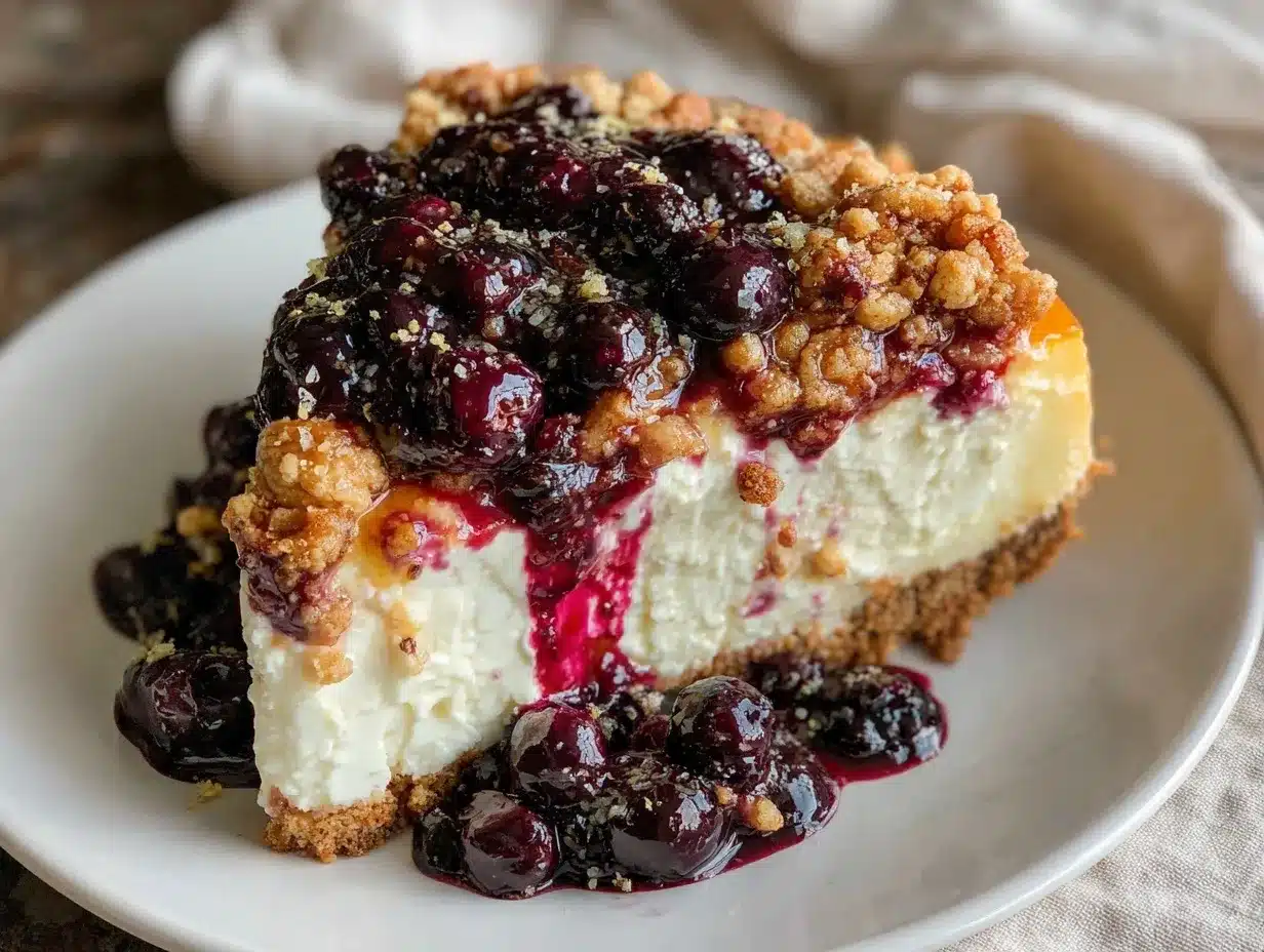 creamy blueberry crumble cheesecake preparation steps