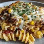 creamy cheddar ranch beef rotini bake - featured image