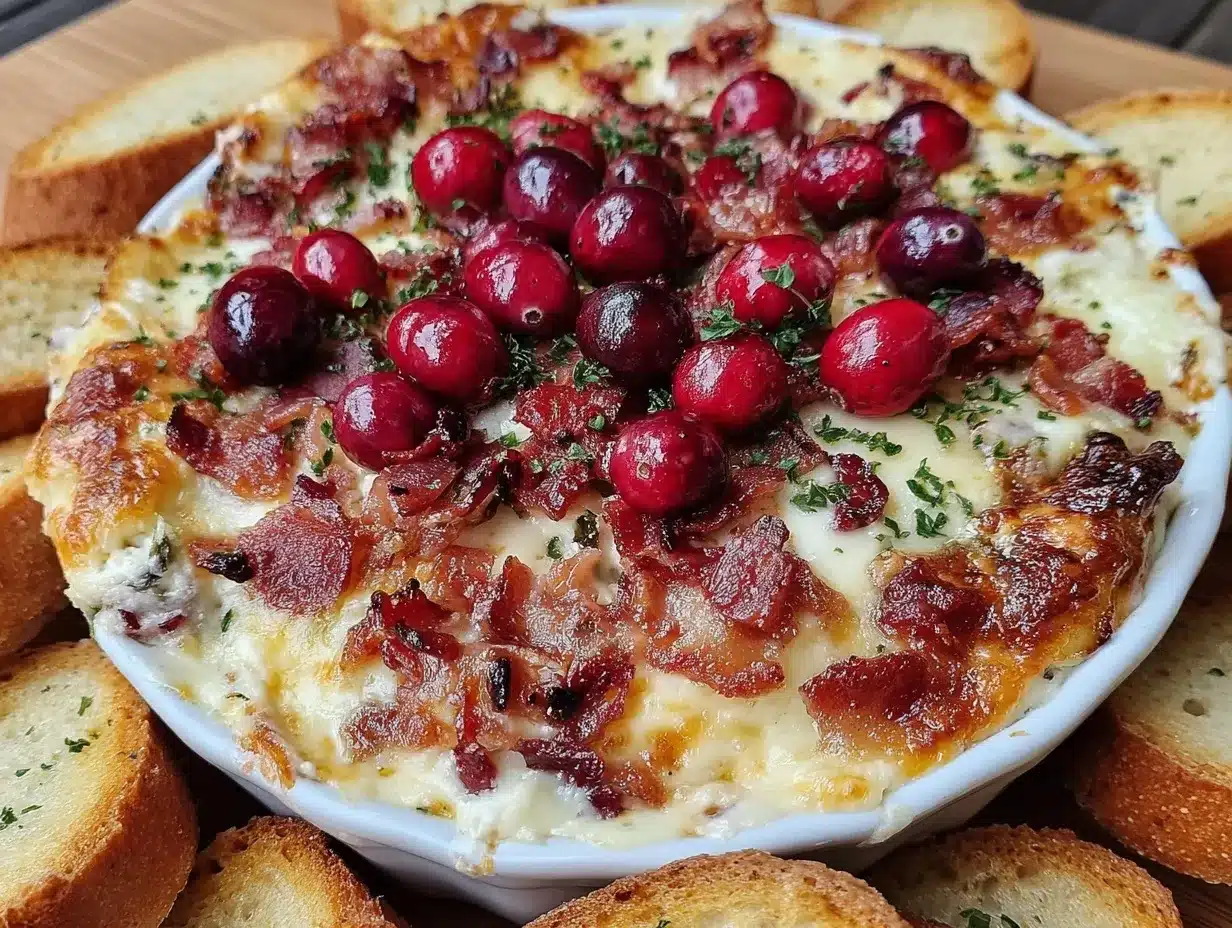 creamy cranberry bacon Swiss cheese dip preparation steps