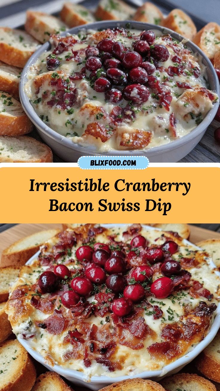 creamy cranberry bacon Swiss cheese dip recipe
