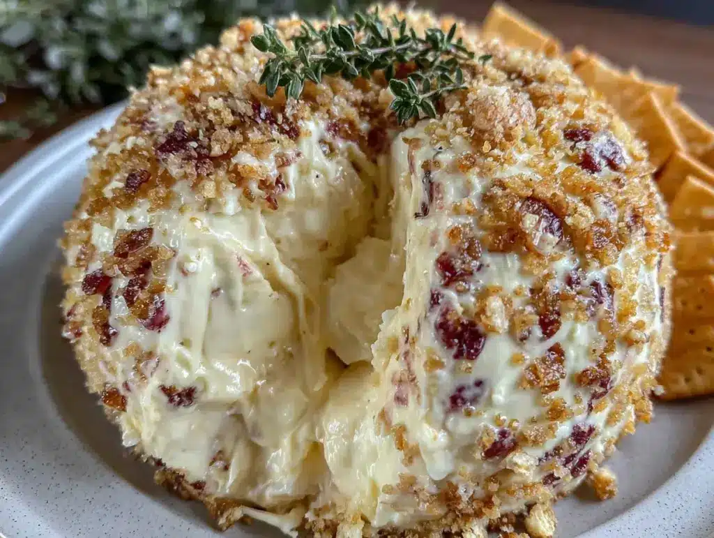 creamy garlic cheese ball - featured image