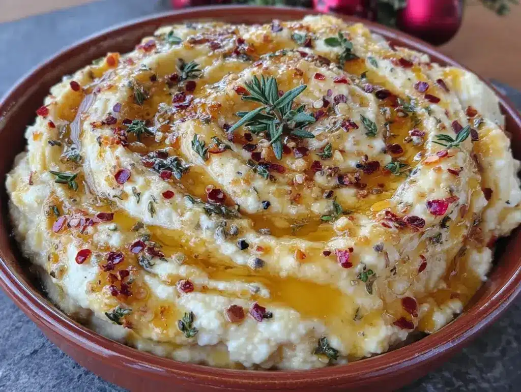 creamy hot honey ricotta dip - featured image