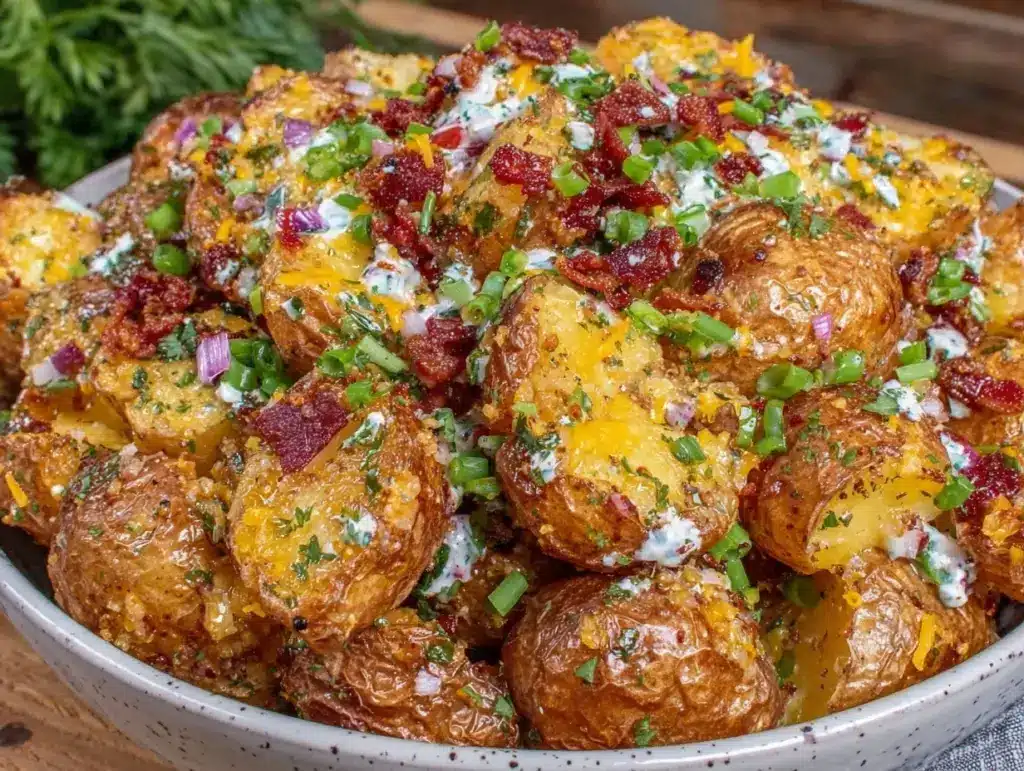 creamy loaded baked potato salad - featured image