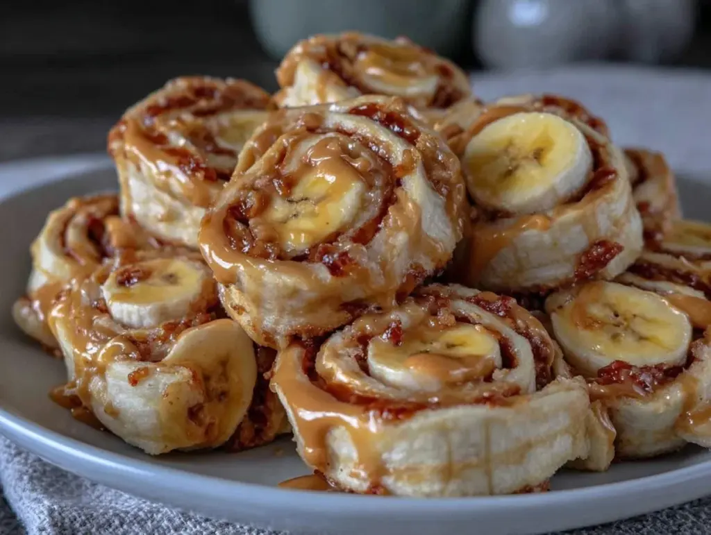 creamy peanut butter banana wrap pinwheels - featured image