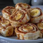 creamy peanut butter banana wrap pinwheels - featured image