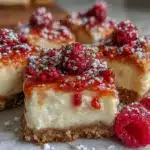 creamy raspberry cheesecake bars - featured image