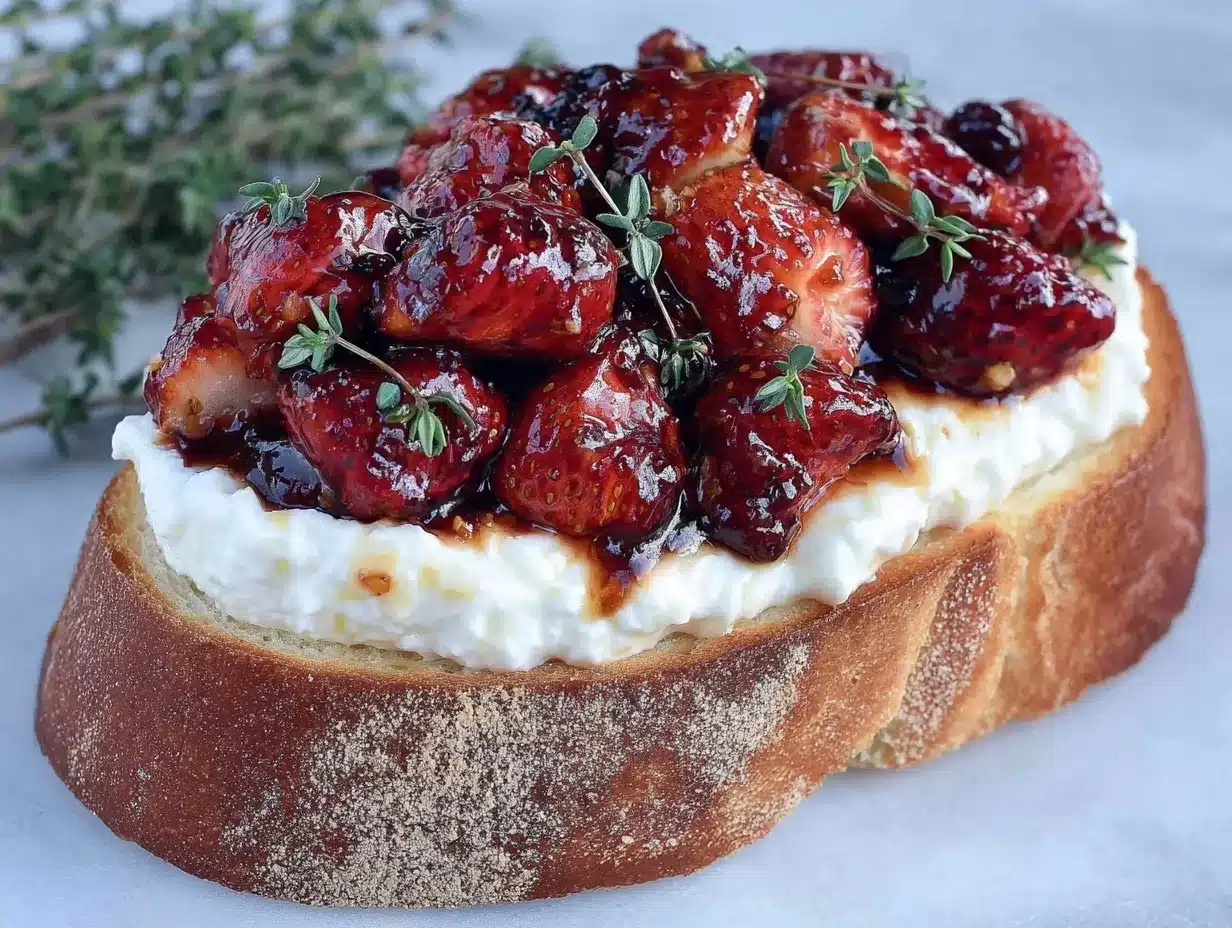 creamy roasted strawberry whipped ricotta toast preparation steps