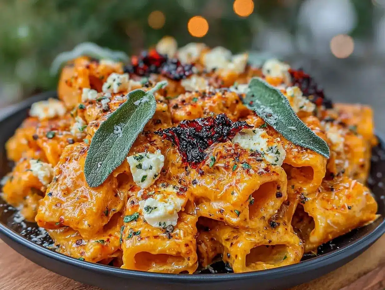 creamy sweet potato goat cheese sage pasta preparation steps