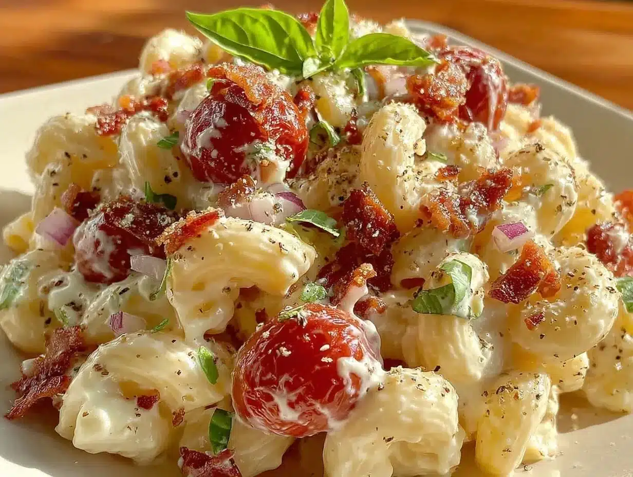 creamy tangy summer pasta salad preparation steps