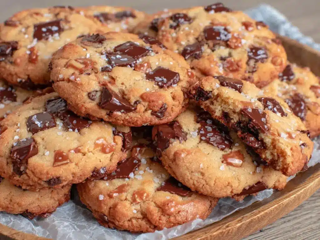 crispy chocolate chip and toffee shortbread cookies - featured image
