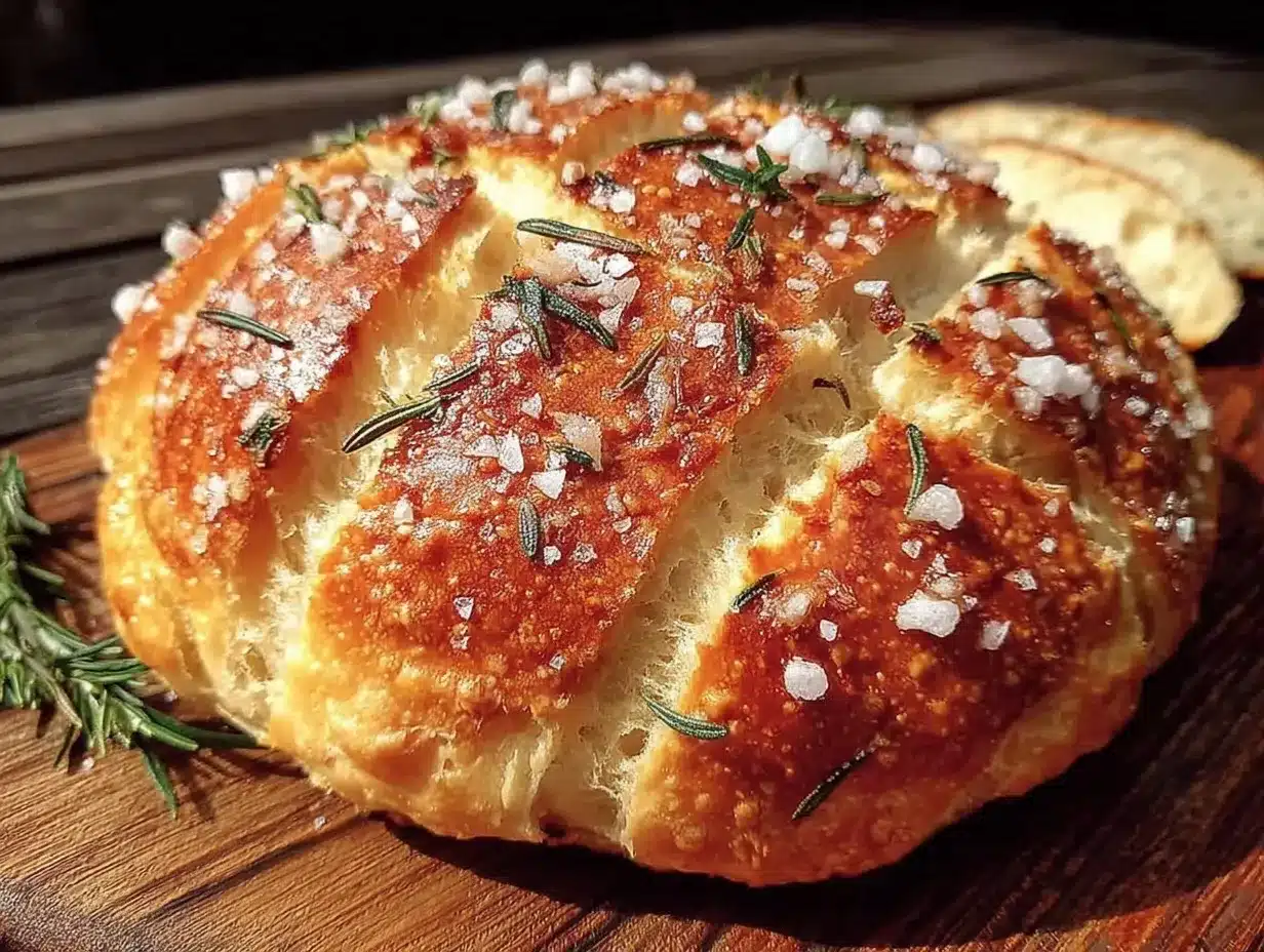 crispy no-knead rosemary sea salt bread preparation steps