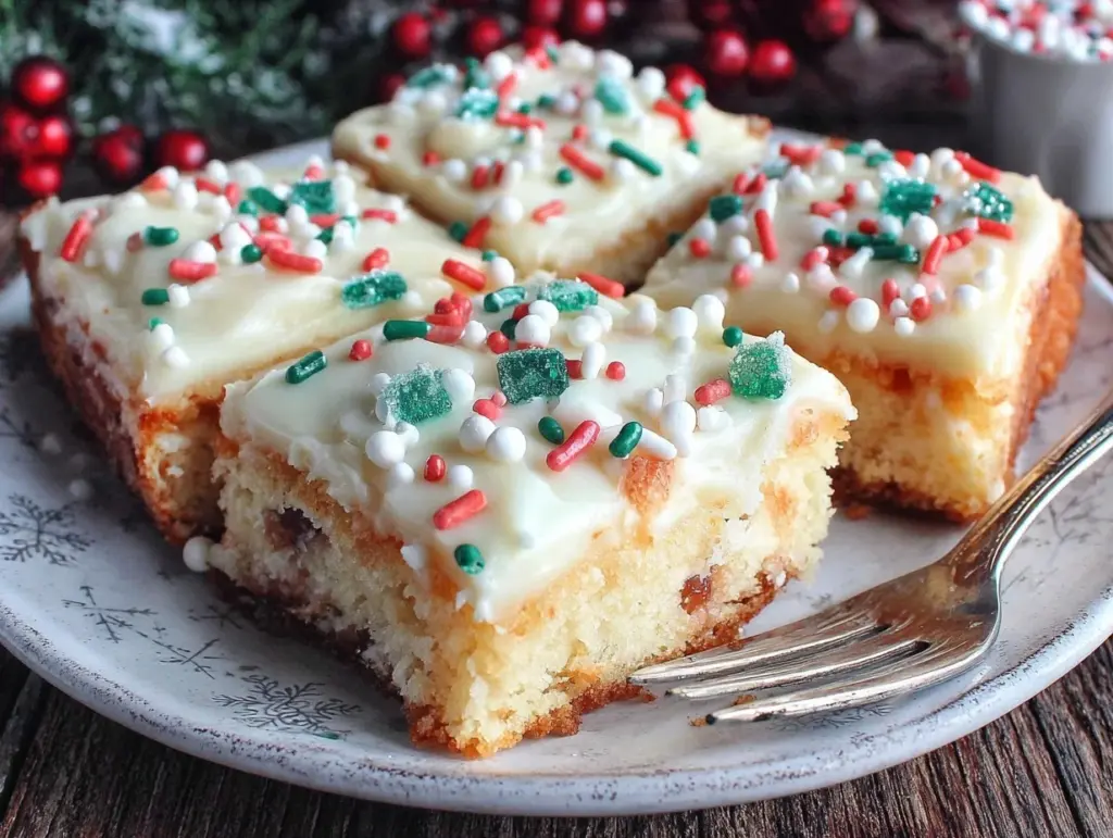 easy festive christmas sugar cookie bars - featured image
