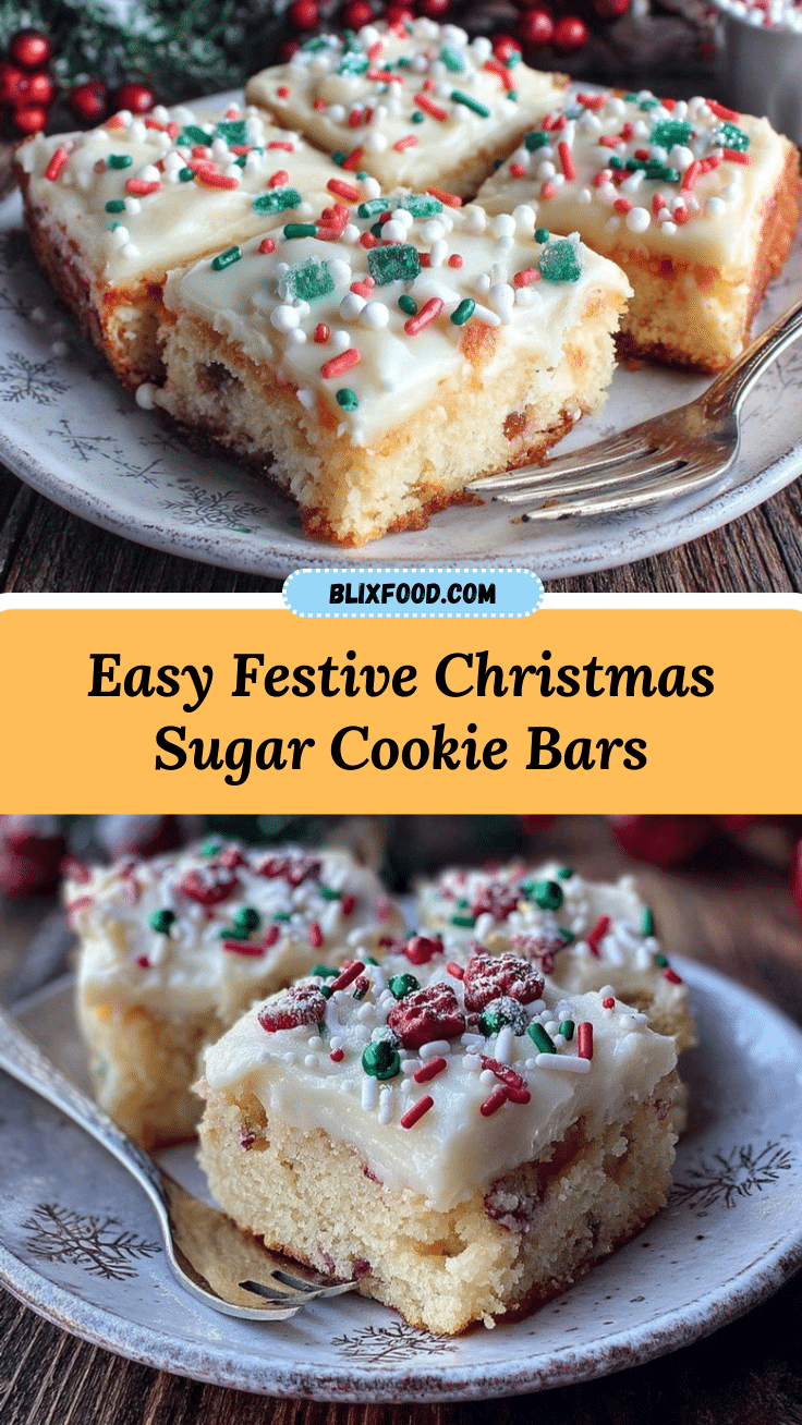 easy festive christmas sugar cookie bars recipe
