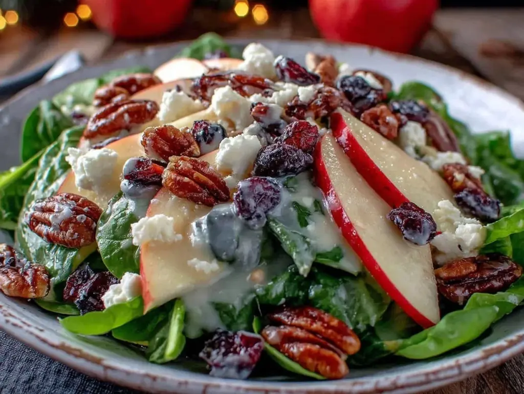 fresh apple spinach salad - featured image