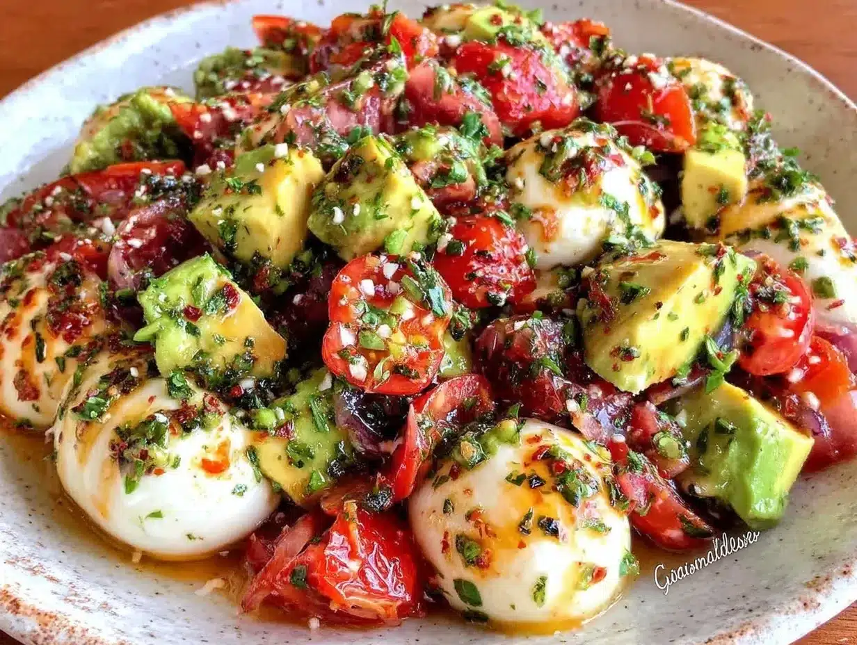 fresh healthy avocado salad preparation steps