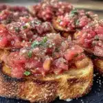 fresh tomato basil bruschetta - featured image