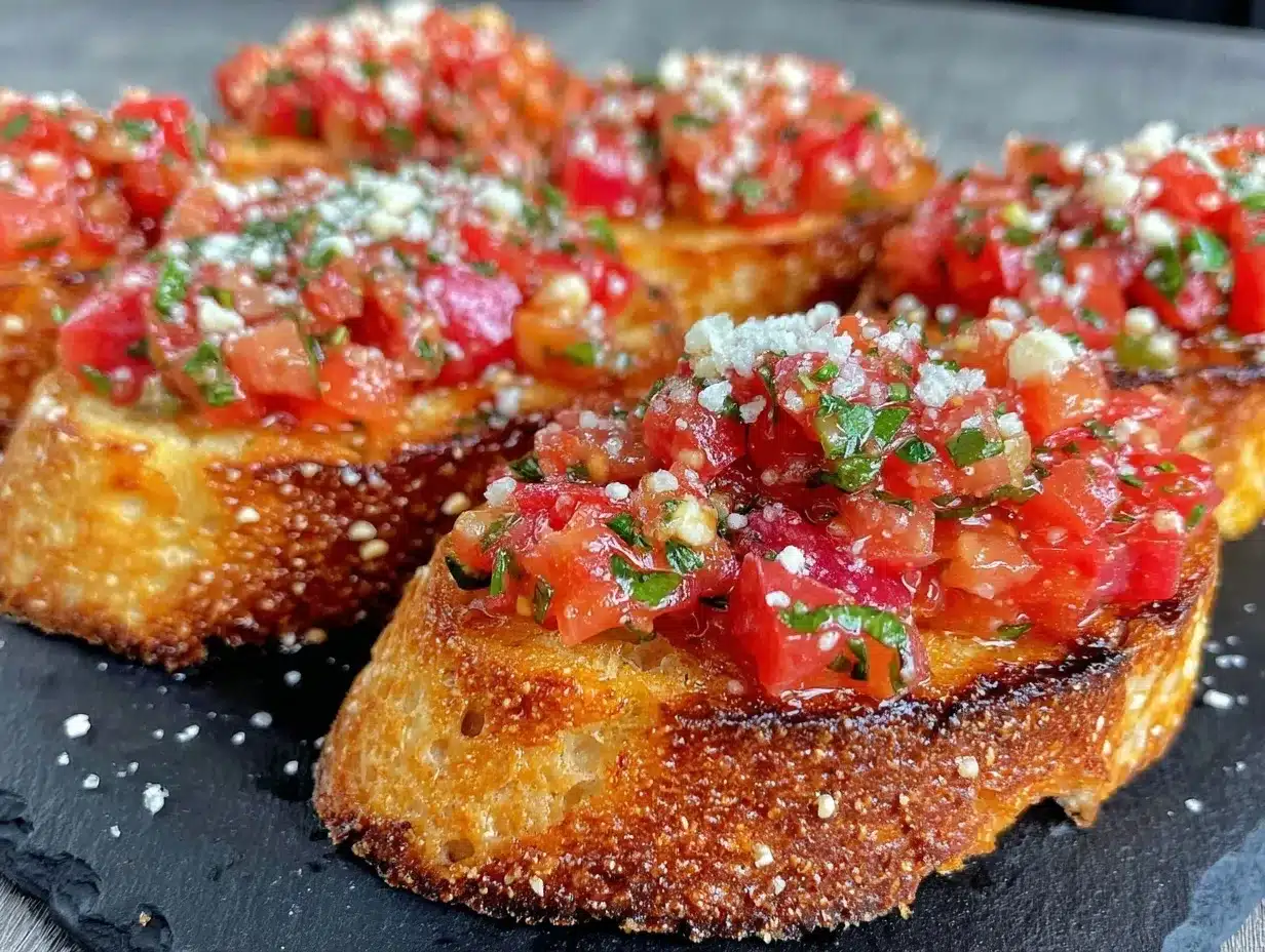 fresh tomato basil bruschetta preparation steps