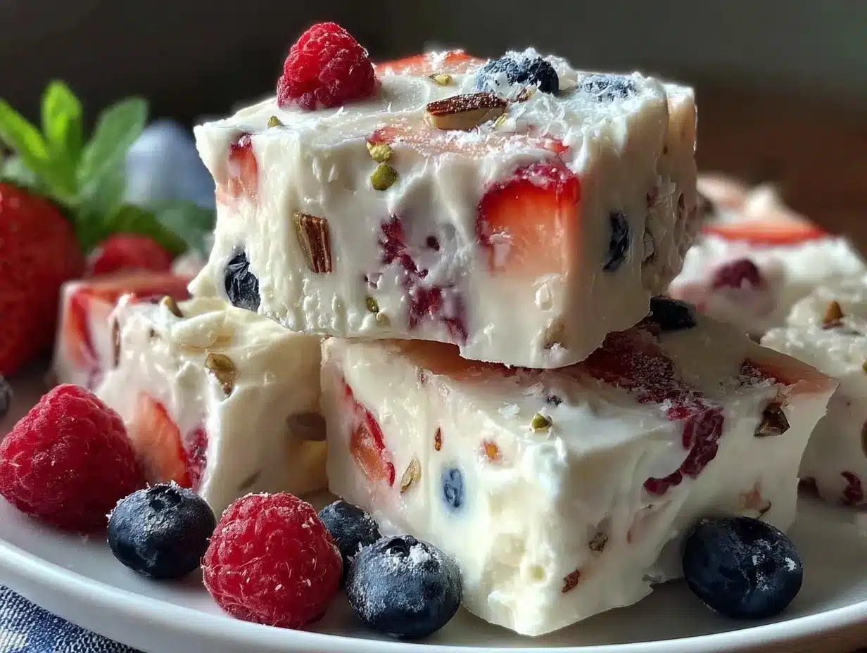 frozen yogurt bark with berries preparation steps