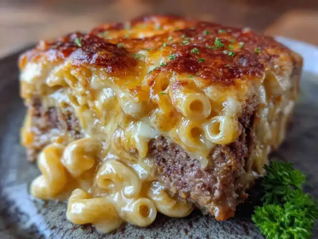 mac and cheese meatloaf casserole - featured image