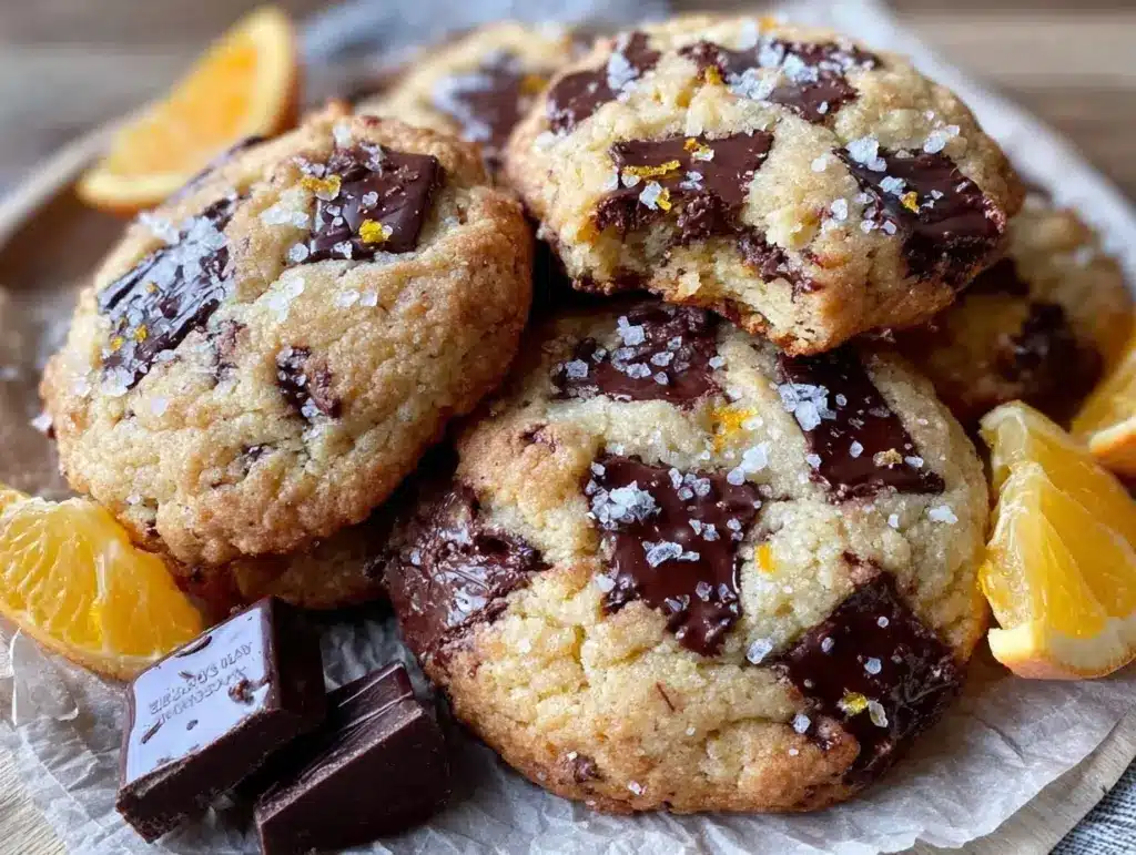 orange dark chocolate chunk cookies - featured image
