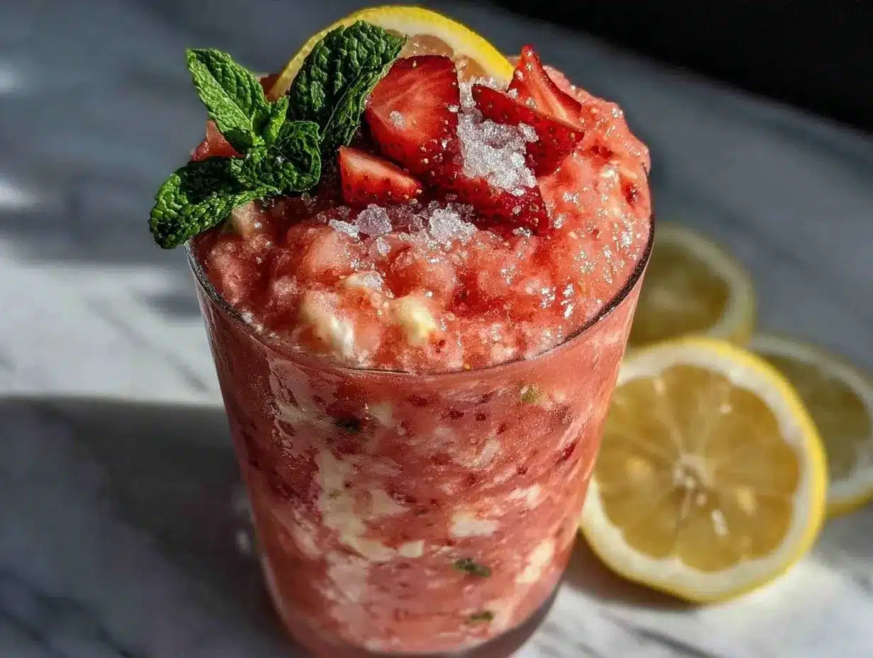 strawberry lemonade slushie preparation steps