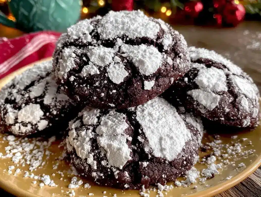 tender chocolate crinkle cookies recipe - featured image