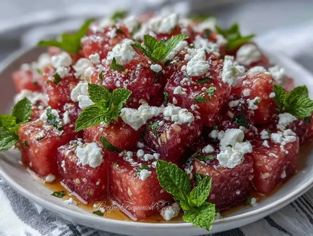 watermelon feta mint salad - featured image