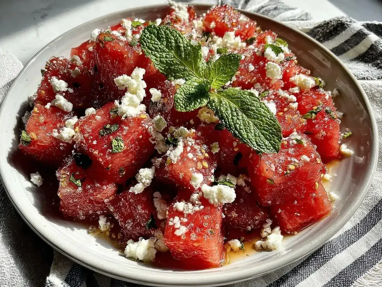 watermelon feta mint salad preparation steps