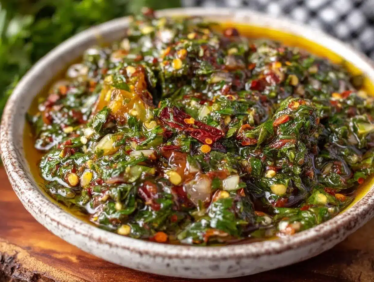 authentic Argentinian chimichurri sauce preparation steps