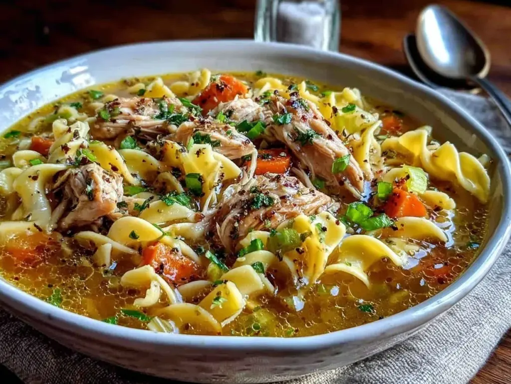 cozy chicken noodle soup from scratch - featured image