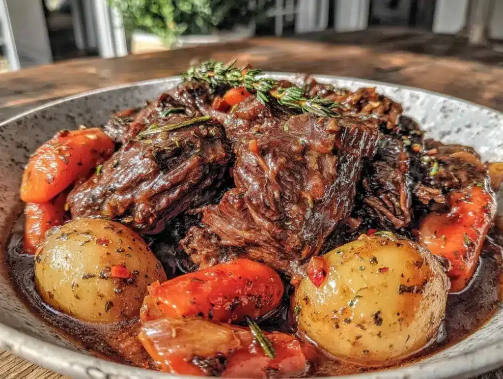 cozy crockpot beef stew with red wine - featured image