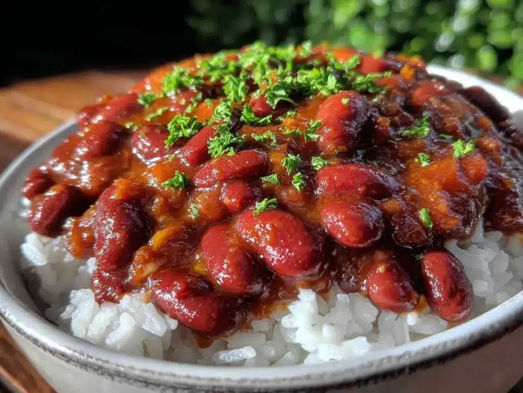 cozy red beans and rice recipe - featured image