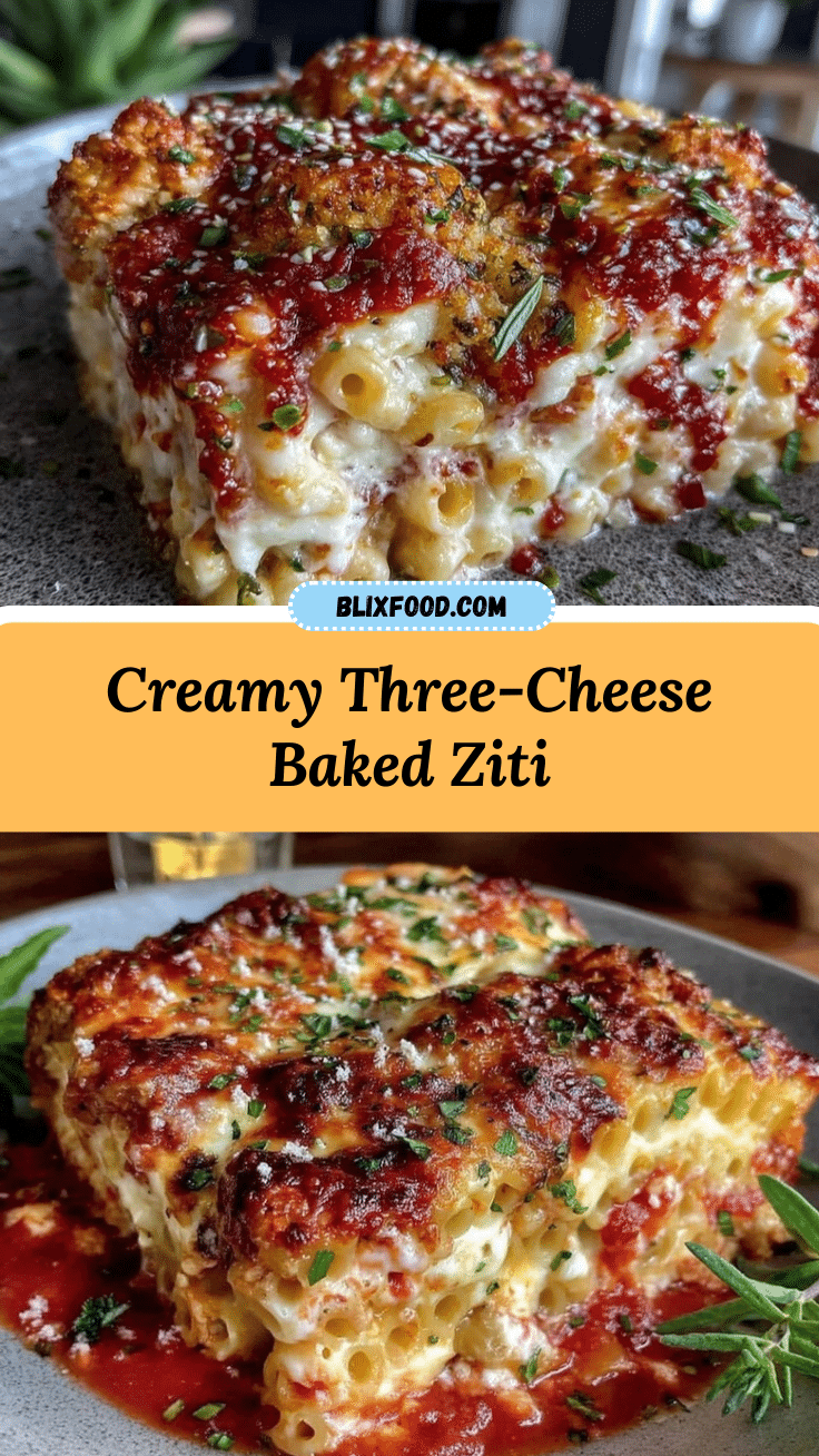 creamy baked ziti with three cheeses recipe