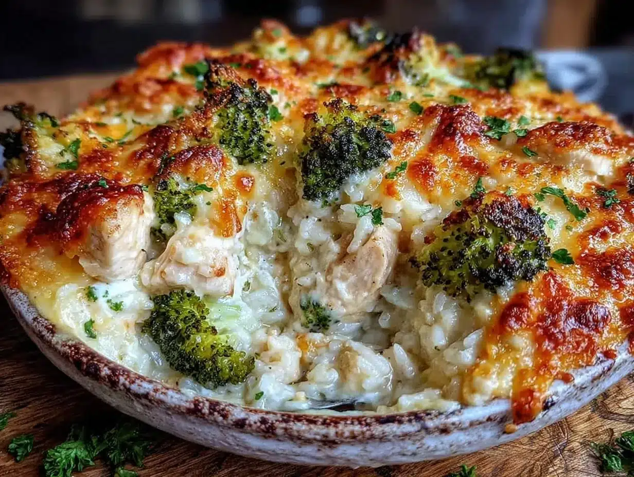 creamy chicken broccoli rice casserole preparation steps