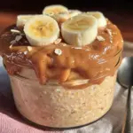 creamy overnight oats with peanut butter and banana - featured image