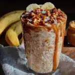 creamy peanut butter banana smoothie - featured image