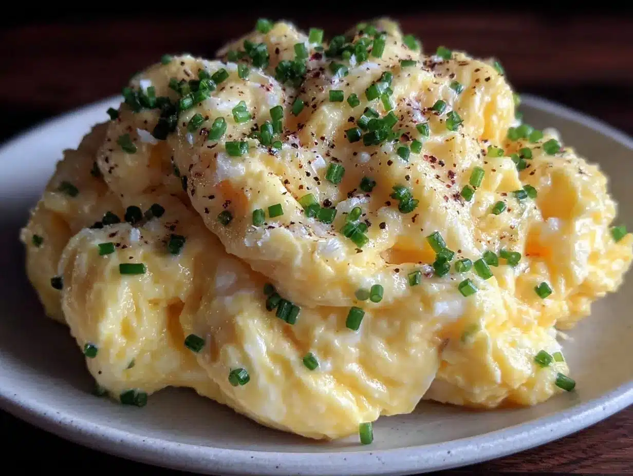creamy scrambled eggs with cream cheese preparation steps