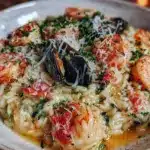 creamy seafood risotto - featured image