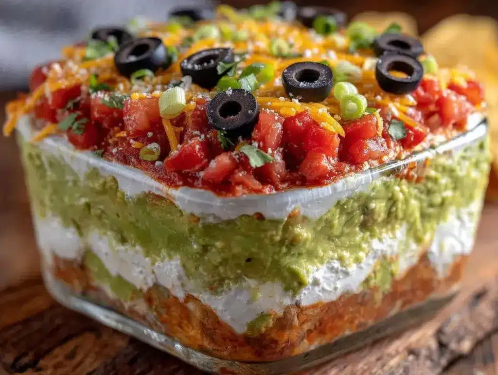 creamy seven layer dip - featured image
