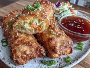 crispy air fryer egg rolls - featured image