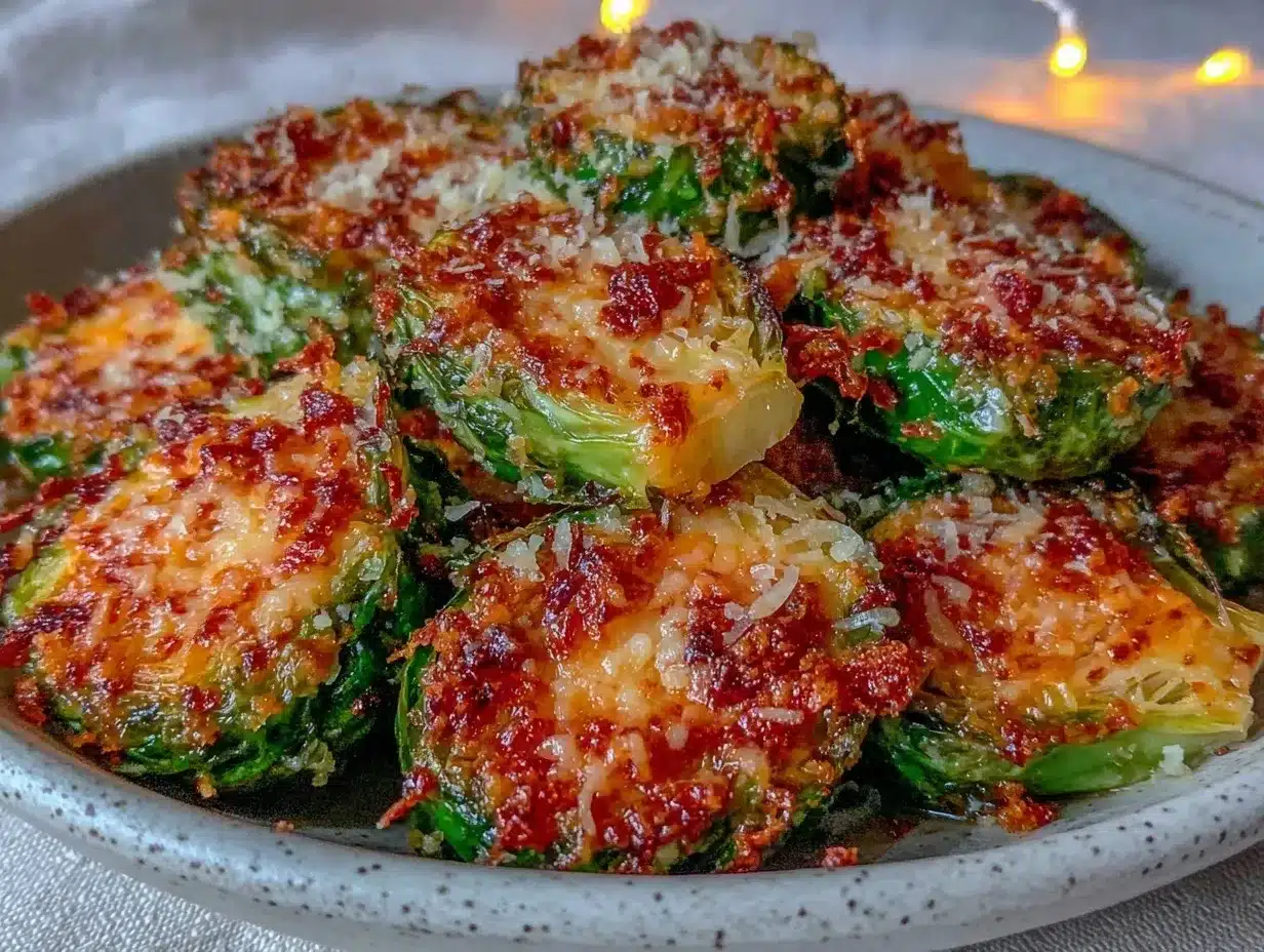 crispy garlic parmesan roasted brussels sprouts preparation steps