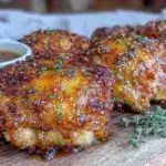 crispy honey garlic chicken thighs - featured image